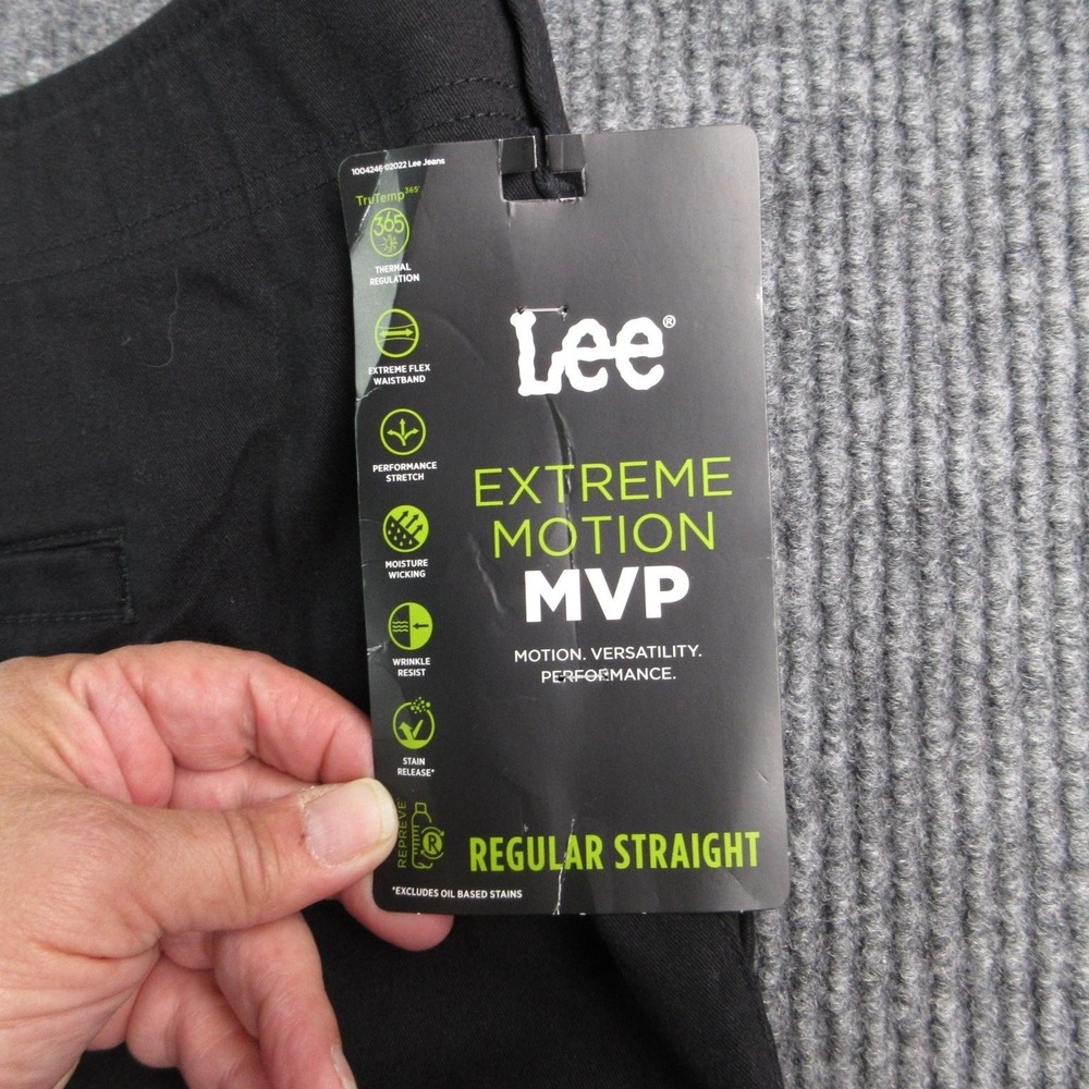 Lee Pants Mens 52x30 Black Chino Extreme Motion MVP Big Tall Regular 50x28.5 NWT - Picture 14 of 16